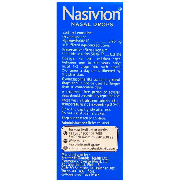 Nasivion Paediatric 0.025% Child Nasal Drops 10ml