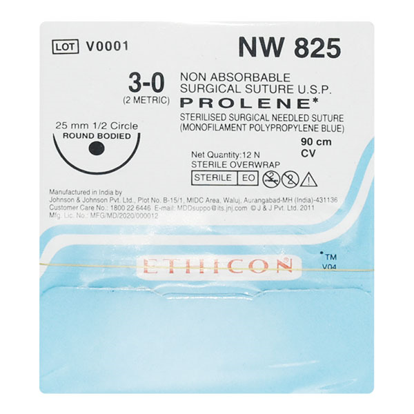 Ethicon Prolene NW 825 3-0 RB Surgical Suture 60cm, 25mm