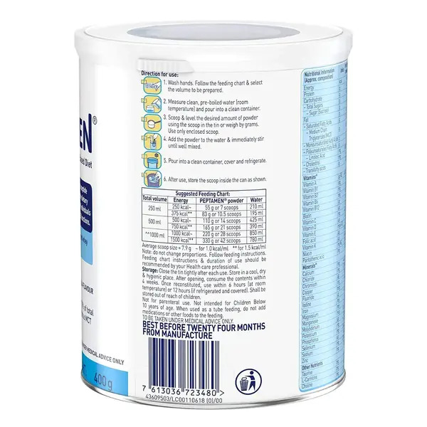 Peptamen Vanilla Flavour Diet Powder 400g (Tin)