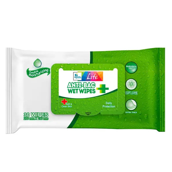 Apollo Life Anti Bacterial Wet Wipes 30's