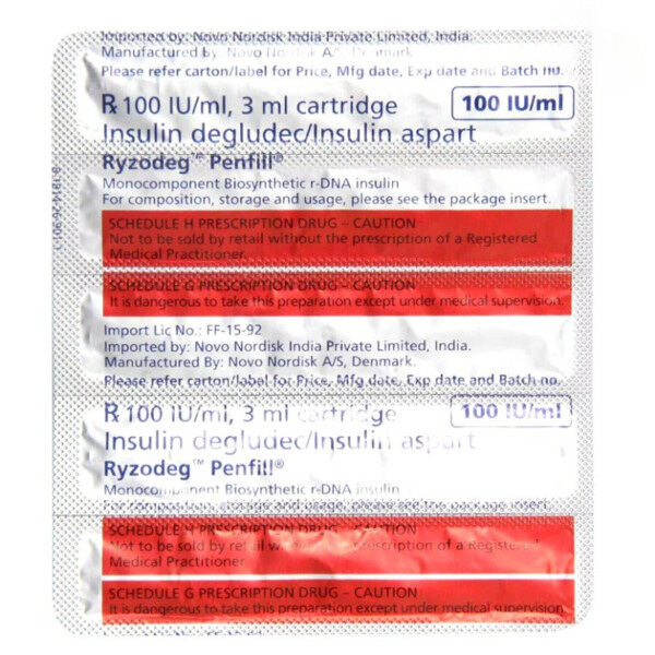 Ryzodeg 100IU/ml Penfill 3ml