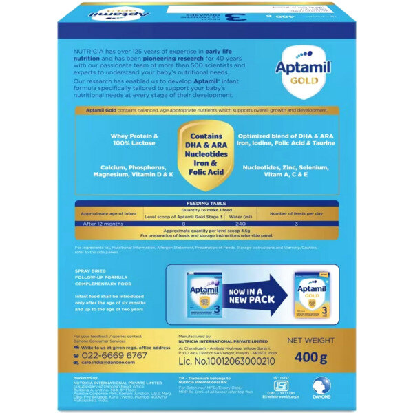 Aptamil Gold Stage 3 Follow-Up Formula Powder 400g Refill (12 months onwards)