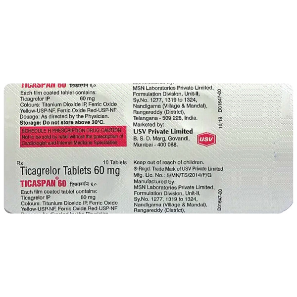 Ticaspan 60mg Tablet 10's