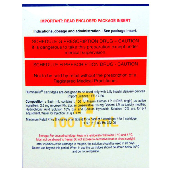 Huminsulin R 100IU/ml Cartridge 3ml