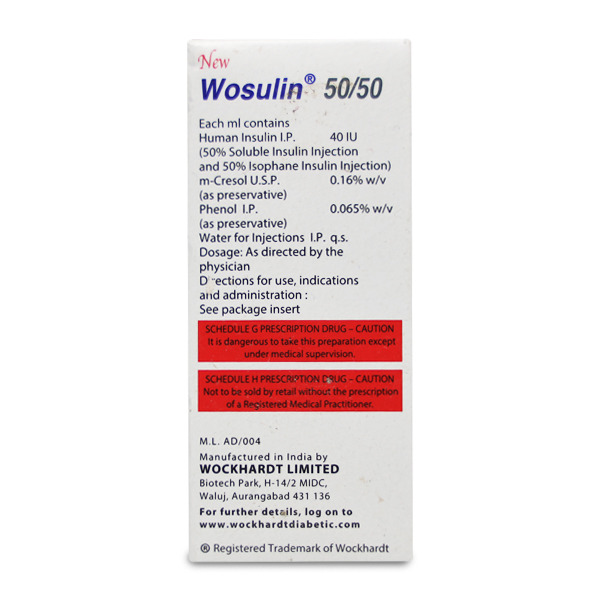 Wosulin 50/50 40IU/ml Injection 10ml