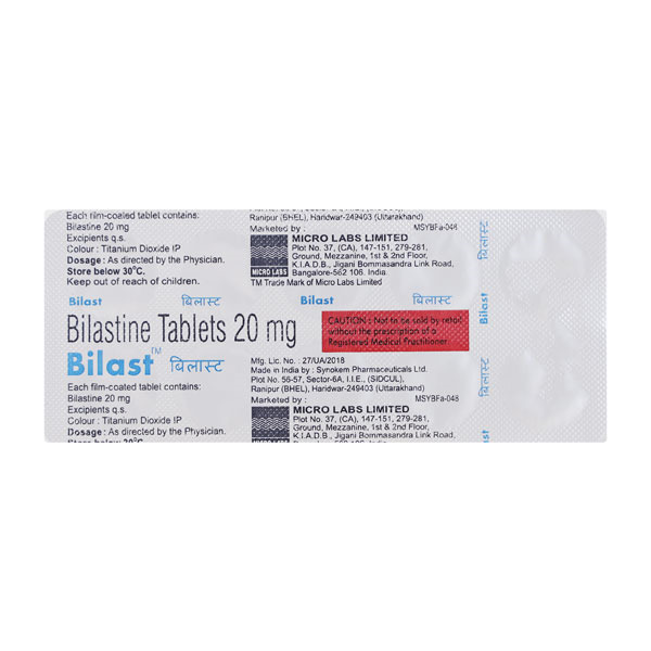 Bilast 20mg Tablet 10's