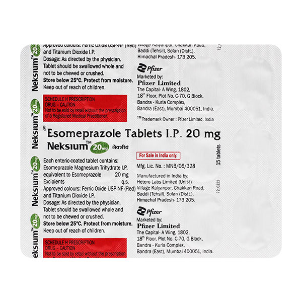 Neksium 20mg Tablet 15's