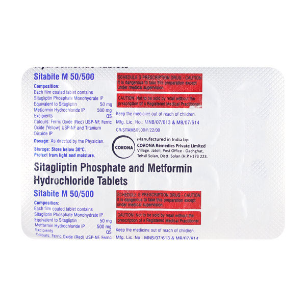 Sitabite M 50mg/500mg Tablet 10's