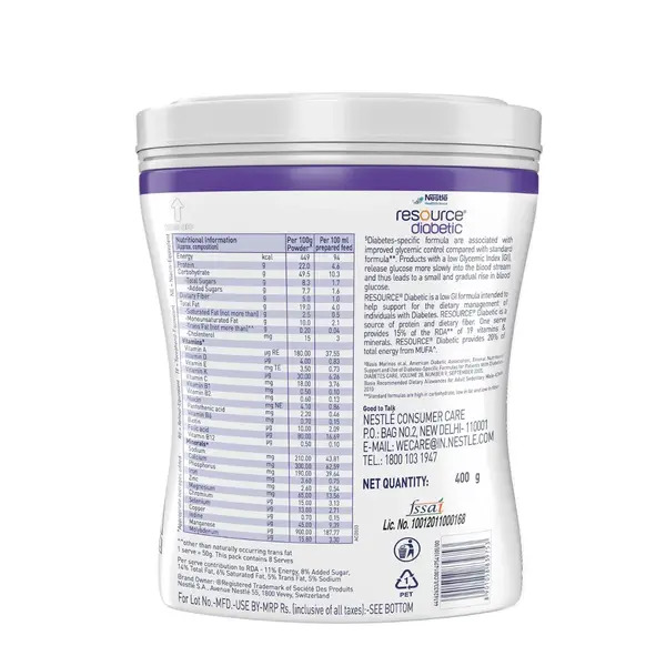 Nestle Resource Diabetic Vanilla Flavored Powder 400g (Jar)